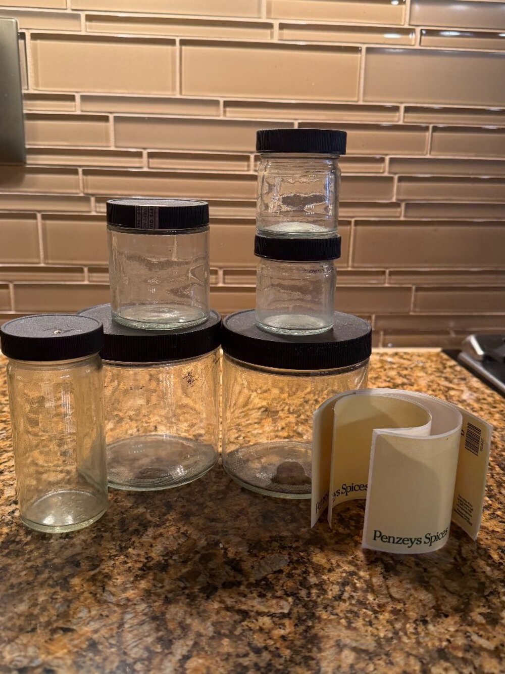 Penzeys 6 Empty Spice Jars NEW